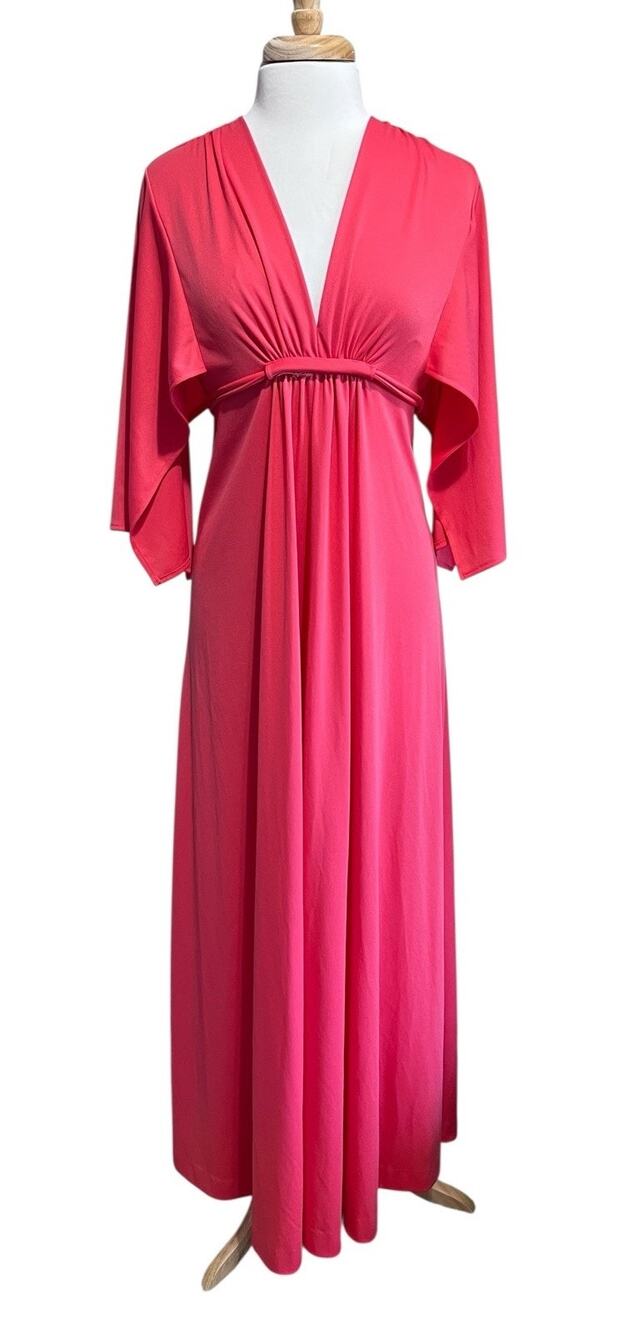 Vintage JCPenney Fashions Rose Pink 70s Disco Era Loungewear Gown Womens 10